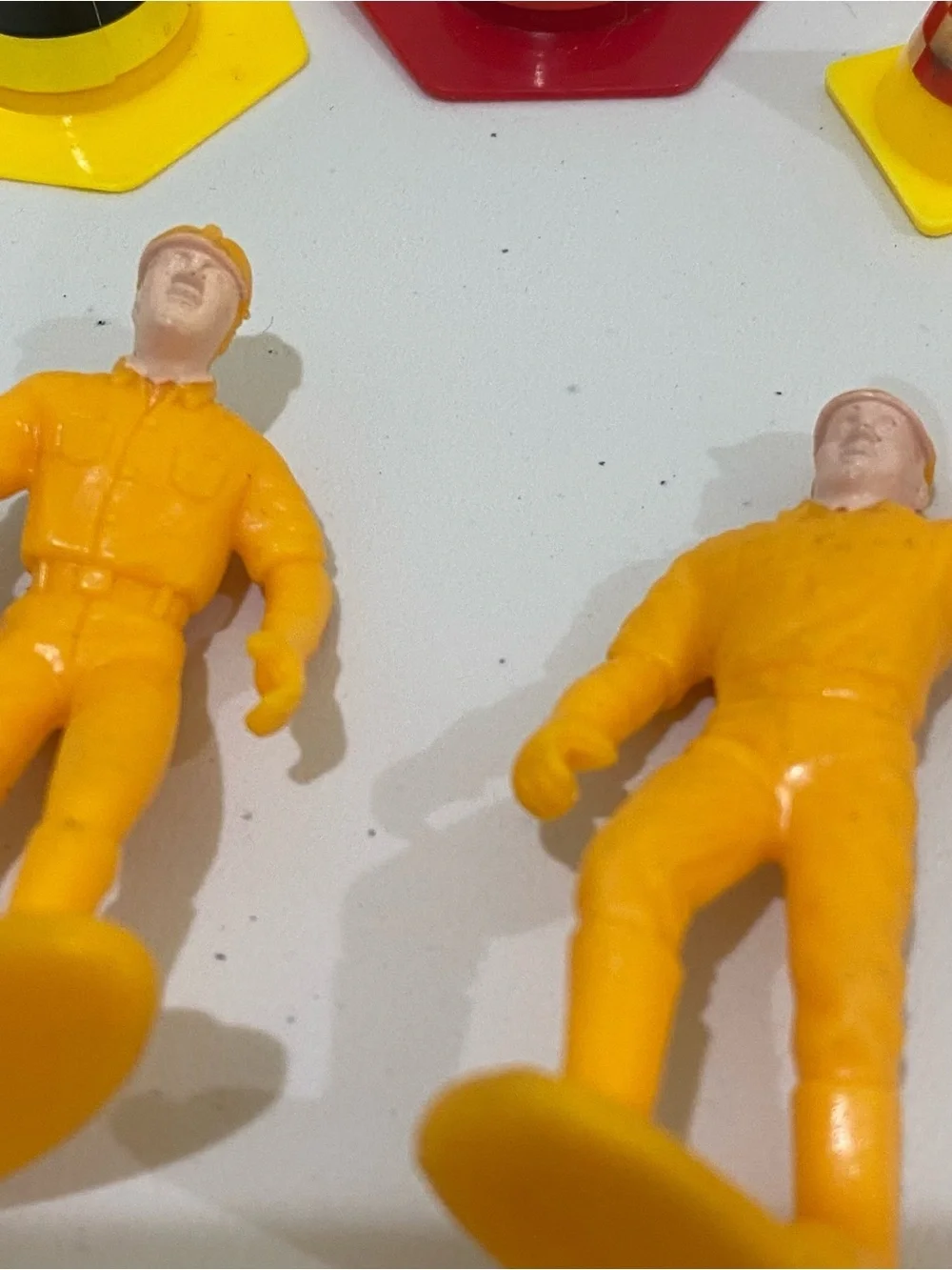 Vintage Lot Of Construction Plastic Toys Workers Roadblocks Cones Signs